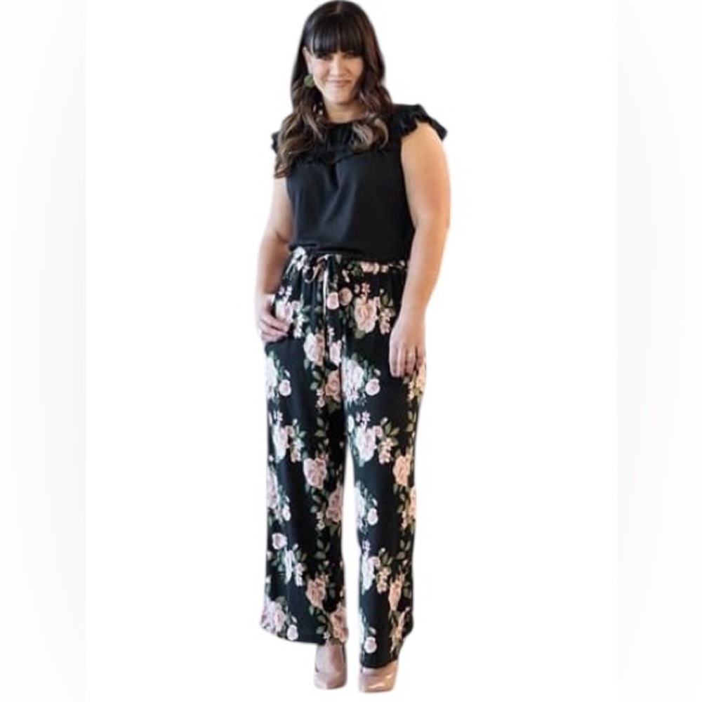 LuLaRoe Dianne Floral Black Pants
